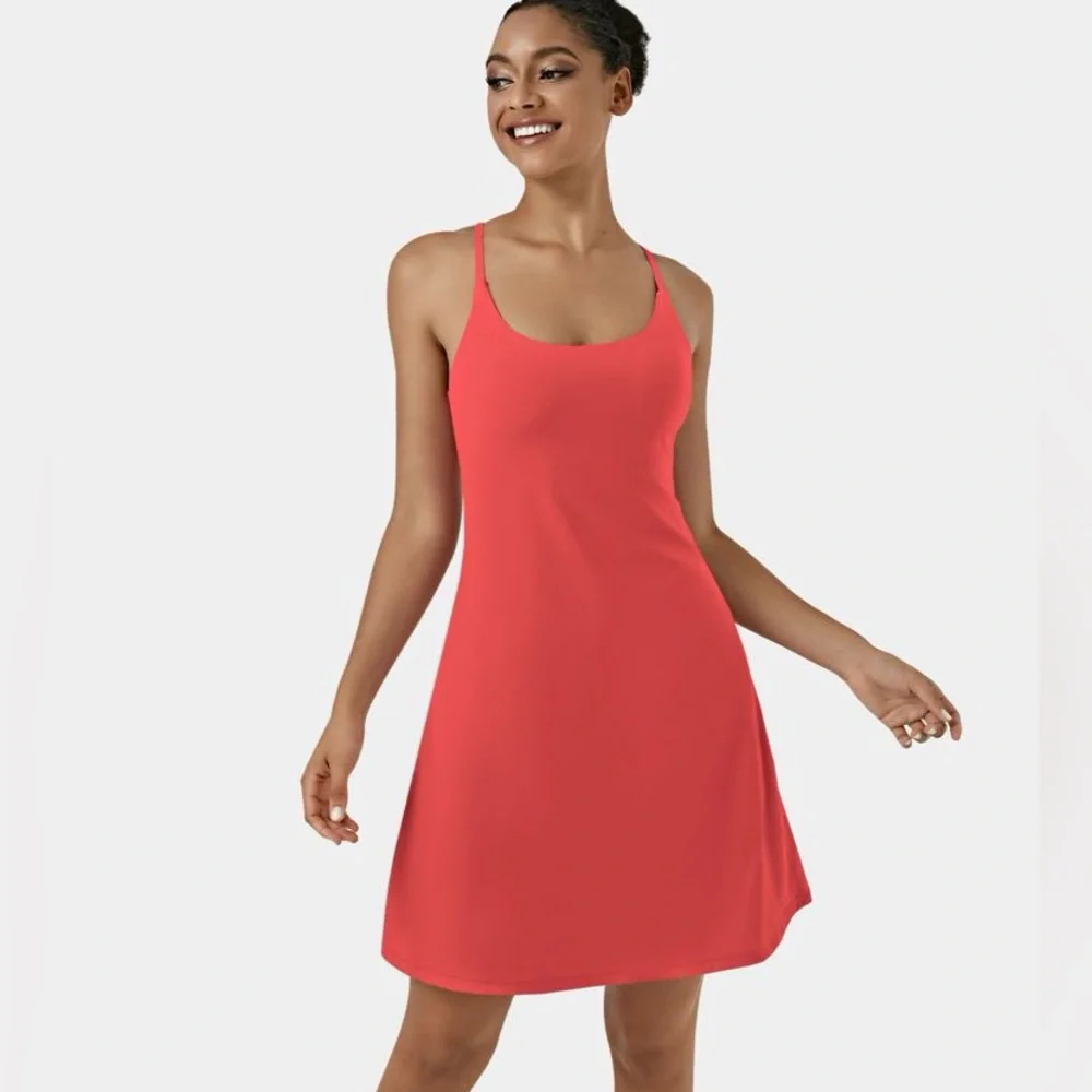 Women's Coral Tank Dress with Built-In Shorts - Picture 2 of 16